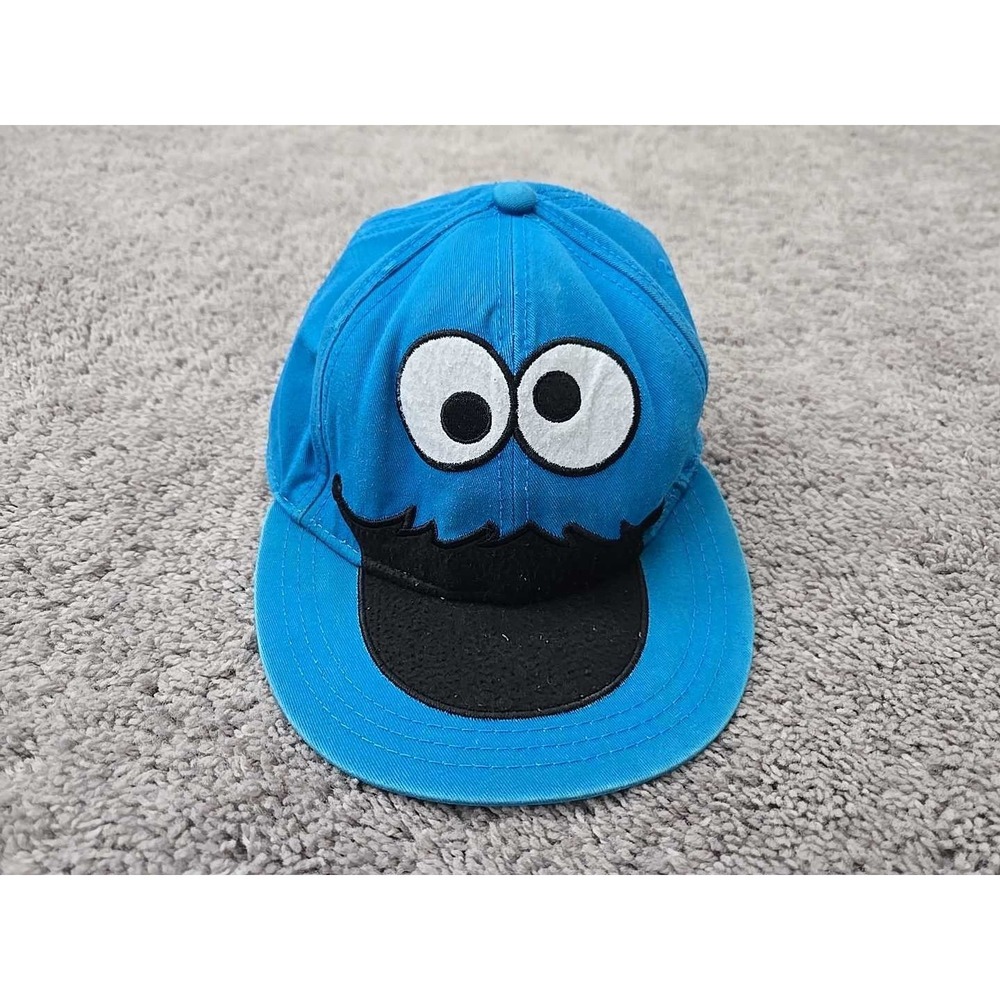 Sesame Street Cookie Monster Hat Cap Mens L/XL Blue Baseball Fitted